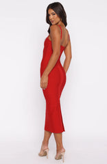 Sugar And Spice Bandage Midi Dress Red