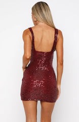 I Believe In You Beaded Mini Dress Wine