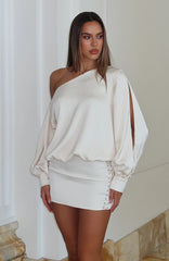 Love Letter Long Sleeve Mini Dress Off White