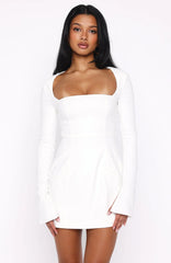Living For Love Long Sleeve Mini Dress Off White
