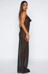 Just For Me Maxi Dress Black/White Polka Dot