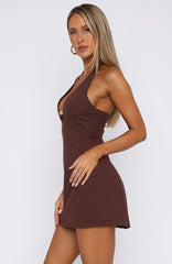 Forever With You Halter Mini Dress Chocolate